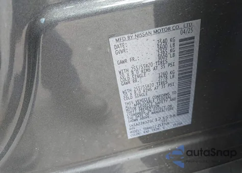 2025 Nissan Murano Sv from USA, damaged, VIN 5N1AZ3BJ2SC123538